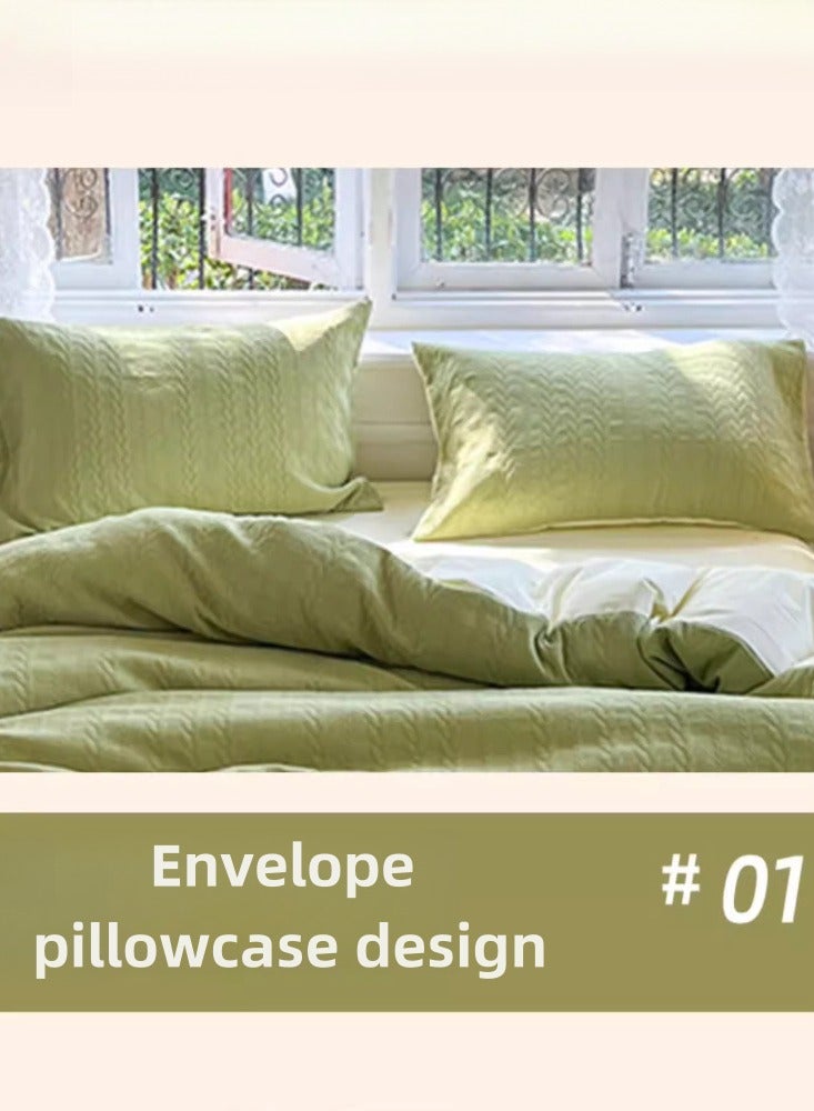 Washing Cotton Four Piece Set AB Double-sided Four Season Usable Mother And Baby Environmentally Friendly Fabric, Full Of Comfort 1.5m Bed Sheet Four Piece Set 【Suitable for 200 * 230cm Quilt】 - Image 4